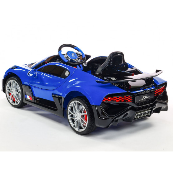 Licenční sporťák Bugatti Divo s 2.4G DO, EVA koly, koženou sedačkou a odpružením, MODRÉ LAKOVANÉ